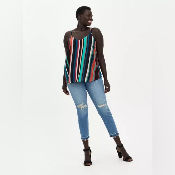TORRID Sophie Chiffon Multi Color Swing Striped Cami, Medium (Torrid Size 00) - Picture 2 of 9